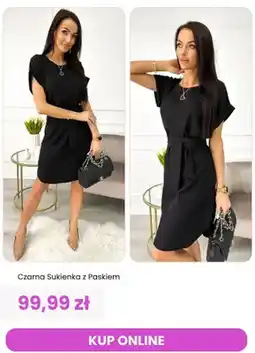 Modna Kiecka Sukienka czarna z paskiem ModnaKiecka.pl oferta