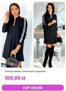 Modna Kiecka Sukienka damska czarna z cekinowym lampasem ModnaKiecka.pl oferta