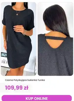 Modna Kiecka Sukienka tunika czarna połyskująca ModnaKiecka.pl oferta