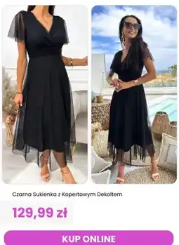 Modna Kiecka Sukienka czarna z kopertowym dekoltem ModnaKiecka.pl oferta