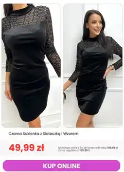 Modna Kiecka Sukienka czarna z siateczką i wzorem ModnaKiecka.pl oferta