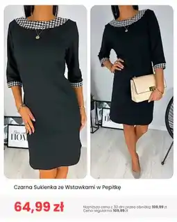 Modna Kiecka Sukienka czarna ze wstawkami w pepitkę ModnaKiecka.pl oferta