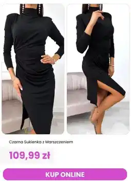 Modna Kiecka Sukienka czarna z marszczeniem ModnaKiecka.pl oferta