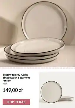Homla Talerze obiadowe AZRA z czarnym rantem 4-pak oferta