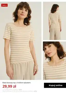 Greenpoint Top biało-beżowy z krótkim rękawem Greenpoint oferta