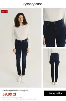 Greenpoint Jeansy damskie klasyczne granatowe skinny Greenpoint oferta