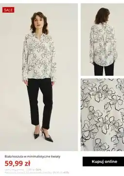 Greenpoint Koszula damska Greenpoint biała w minimalistyczne kwiaty oferta