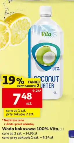 Auchan Woda kokosowa 100% Vita oferta