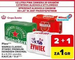 Carrefour Piwo Warka Classic, Żywiec Premium, Heineken Original oferta