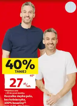 Auchan Inextenso Koszulka męska polo bez kołnierzyka oferta