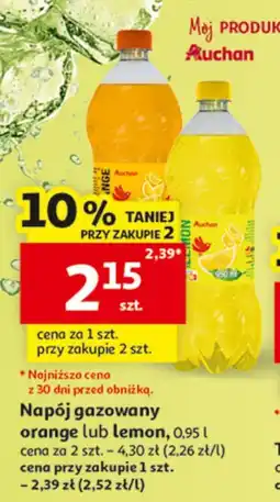 Auchan Napój gazowany orange lub lemon oferta
