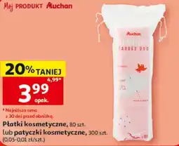 Auchan Płatki kosmetyczne, 80 szt. lub patyczki kosmetyczne, 300 szt oferta