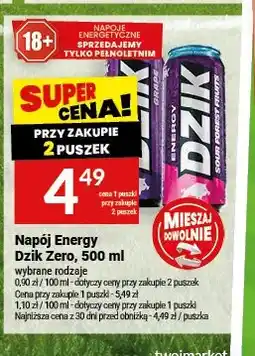 Twój Market Napój Energy Dzik Zero Grape oferta