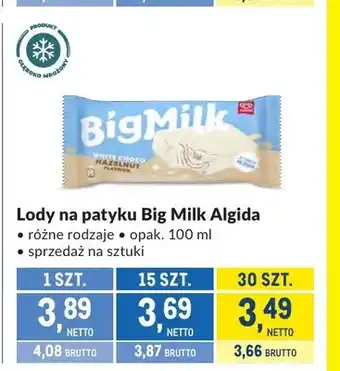 Makro Lody na patyku Big Milk Algida oferta