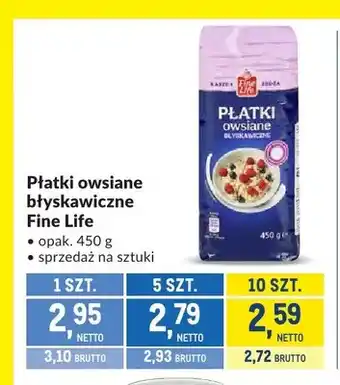 Makro Płatki owsiane błyskawiczne Fine Life oferta