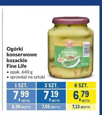Makro Ogórki konserwowe kozackie Fine Life oferta