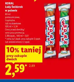 Lidl Lody Świderek w polewie Koral truskawkowe oferta