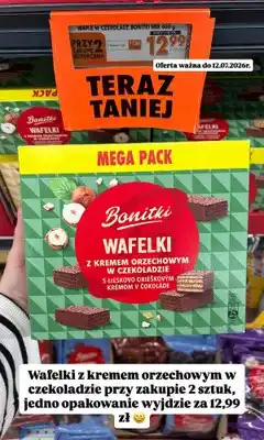 Biedronka Wafelki z kremem orzechowym w czekoladzie Bonitki oferta