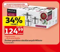 Auchan Zestaw garnków nierdzewnych Galicja Milano 8 elementów oferta