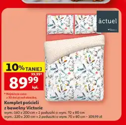 Auchan Komplet pościeli z bawełny Victorie actuel 160x200 cm + 2 poduszki 70x80 cm oferta