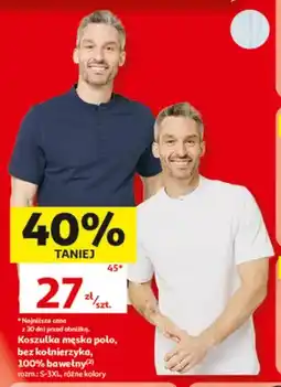 Auchan Koszulka męska polo bez kołnierzyka Inextenso oferta