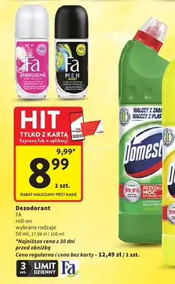 Intermarche Dezodorant FA roll-on wybrane rodzaje oferta