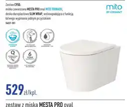 Cersanit Zestaw C950: miska zawieszana MESTA PRO oval MITO TORNADO, deska duroplastowa SLIM WRAP, wolnoopadająca z funkcją łatwego wyp oferta