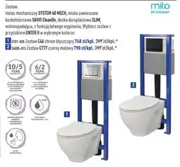 Cersanit Zestaw mechaniczny SYSTEM 40 MECH, miska zawieszana bezkotnierzowa SAVIO CleanOn, deska duroplastowa SLIM, wolnoopadająca, z oferta