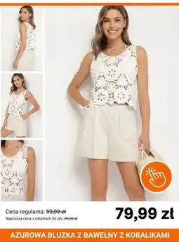 Born2be Ażurowa bluzka z bawełny z koralikami Born2be oferta
