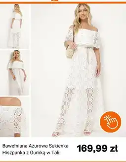 Born2be Bawełniana ażurowa sukienka hiszpanka z gumką w talii Born2be oferta