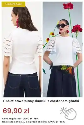 T-shirt bawełniany damski z elastanem gładki