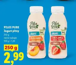 Lidl Jogurt pitny Pilos Pure brzoskwinia jabłko banan owies bez dodatku cukrów oferta