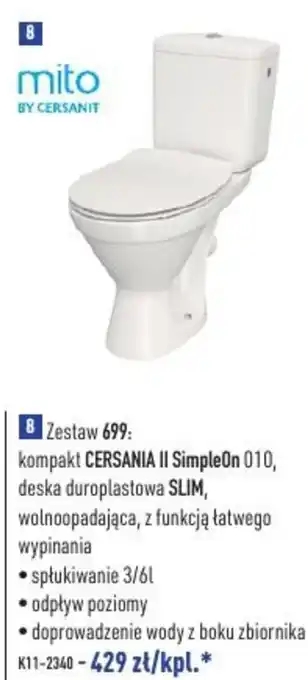 Toaleta mito BY CERSANIT kompakt CERSANIA II SimpleOn 010