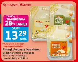 Auchan Pierogi z kapustą i grzybami, ukraińskie lub z mięsem oferta
