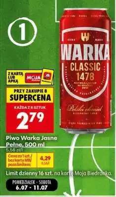 Biedronka Piwo Warka Jasne Pełne , 500 ml oferta
