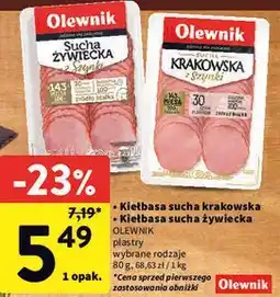 Intermarche Kiełbasa sucha krakowska / Kiełbasa sucha żywiecka Olewnik oferta