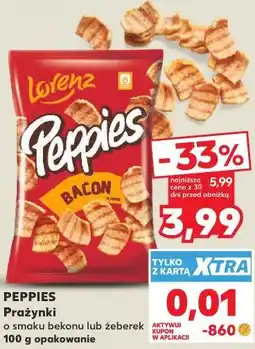 Kaufland PEPPIES Prażynki o smaku bekonu lub żeberek 100 g opakowanie oferta