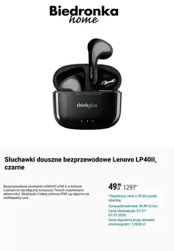 Biedronka Słuchawki douszne bezprzewodowe Lenovo oferta