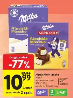 Intermarche Alpejskie Mleczko Milka o smaku śmietankowym oferta