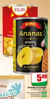 Dino Ananas w puszce plastry w syropie M&K oferta