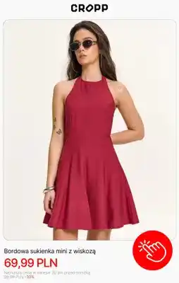 Cropp Sukienka mini z wiskozą bordowa Cropp oferta