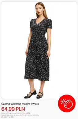 Cropp Sukienka damska maxi czarna w kwiaty Cropp oferta