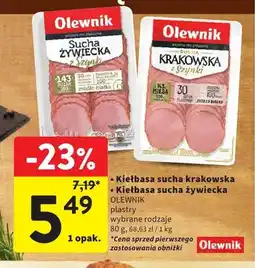 Intermarche Kiełbasa sucha żywiecka Olewnik oferta