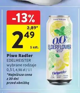 Intermarche Piwo bezalkoholowe Radler Edelmeister Elderflower Lemon Mint oferta