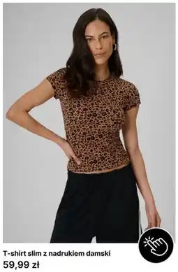 4F T-shirt slim z nadrukiem damski oferta