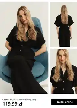 Greenpoint Bluzka damska czarna z podkreśloną talią Greenpoint oferta
