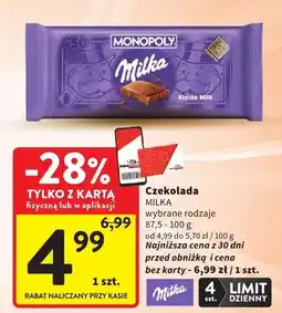 Intermarche Czekolada Milka Monopoly Alpine Milk oferta