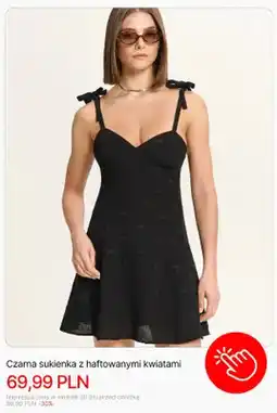Cropp Sukienka damska czarna z haftowanymi kwiatami Cropp oferta