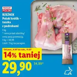 Lidl RZEŹNIK Polski królik – tuszka z podrobami oferta