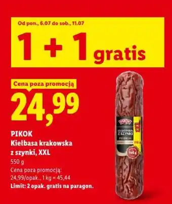 Lidl PIKOK Kiełbasa krakowska z szynki, XXL oferta